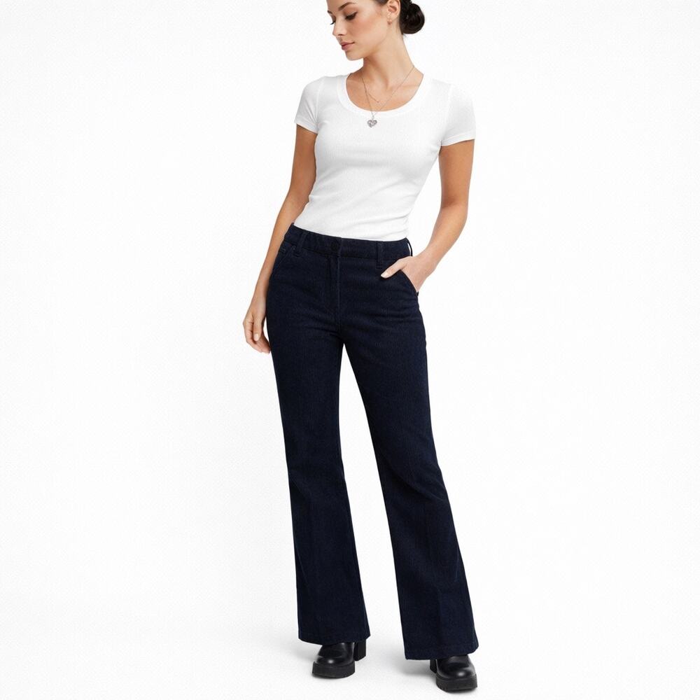 Victoria’s Secret The Christie Corduroy Bootcut Pants Navy Blue 10 Short Y2K